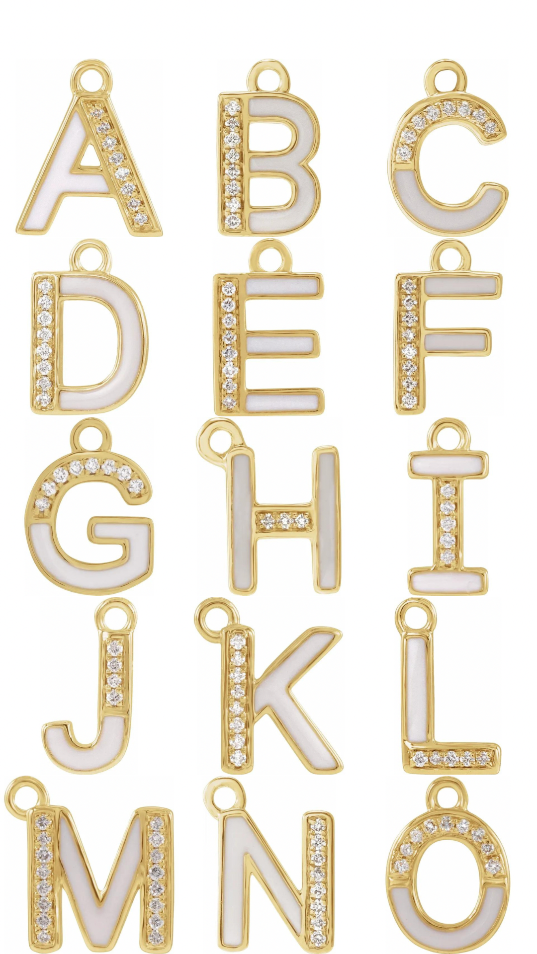 14K .025 CTW Natural Diamond Blush Enamel Initial A Dangle