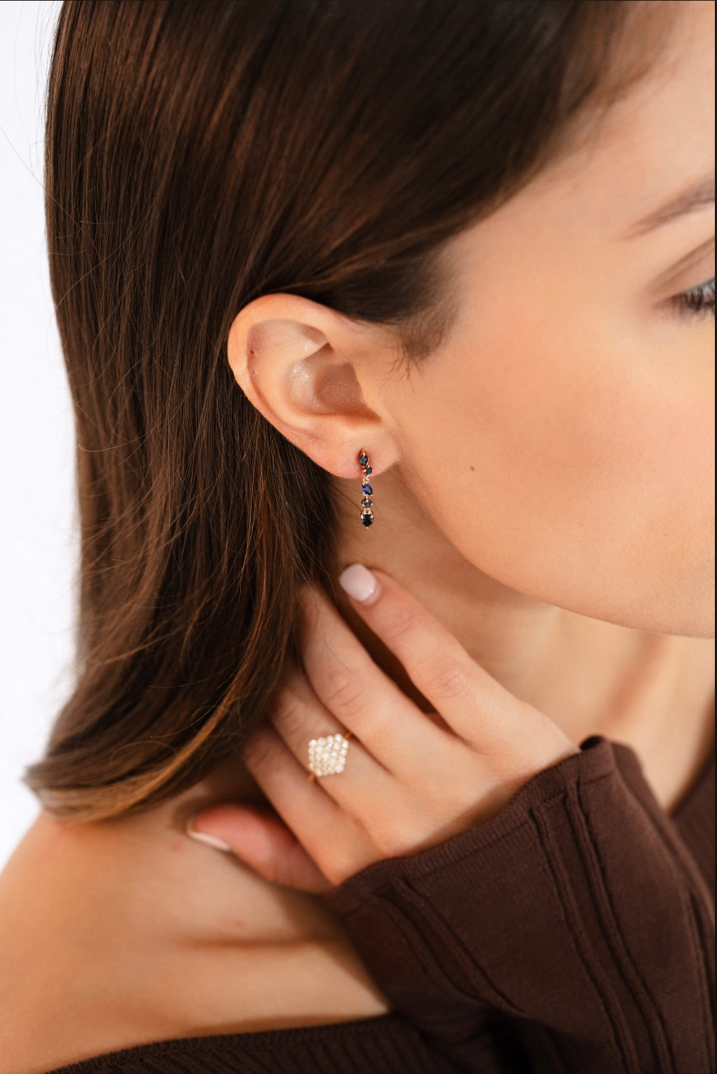 14K Lab-Grown Blue Sapphire Earrings
