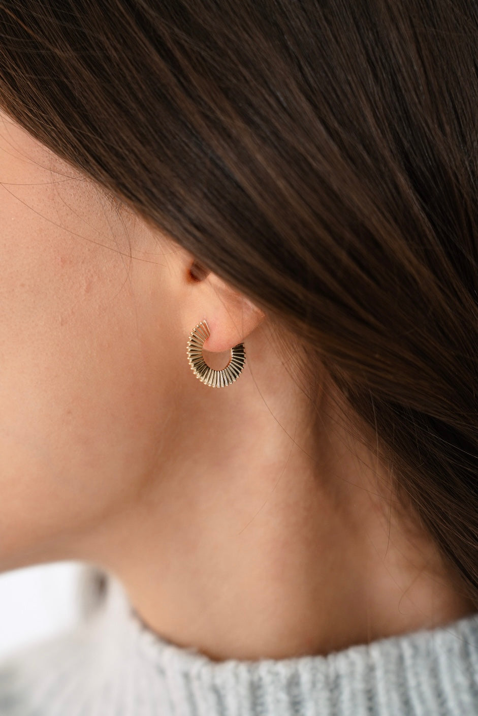 14K Starburst 19 mm Hoop Earrings