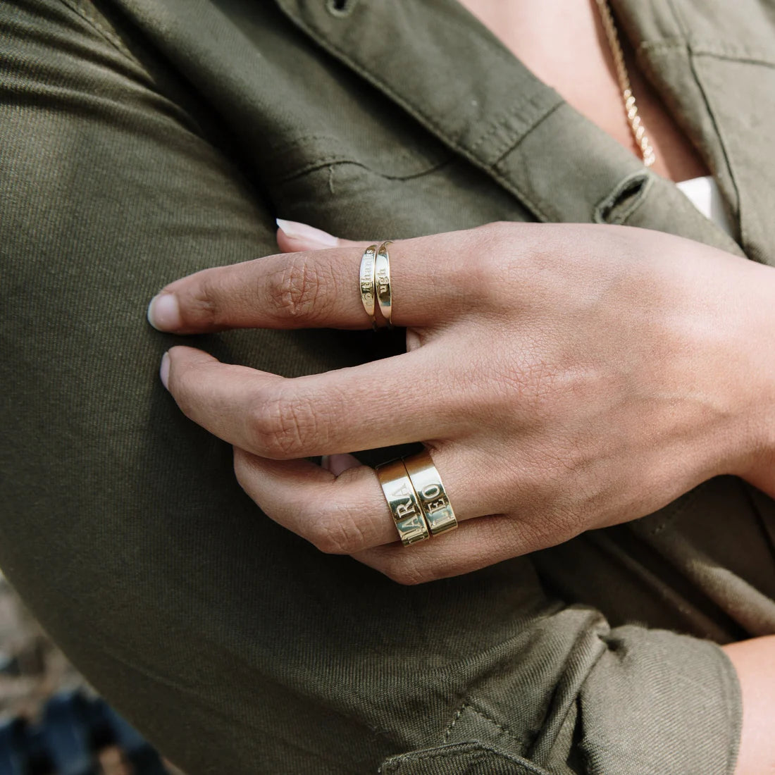 Water Resistant Custom Name Band Ring