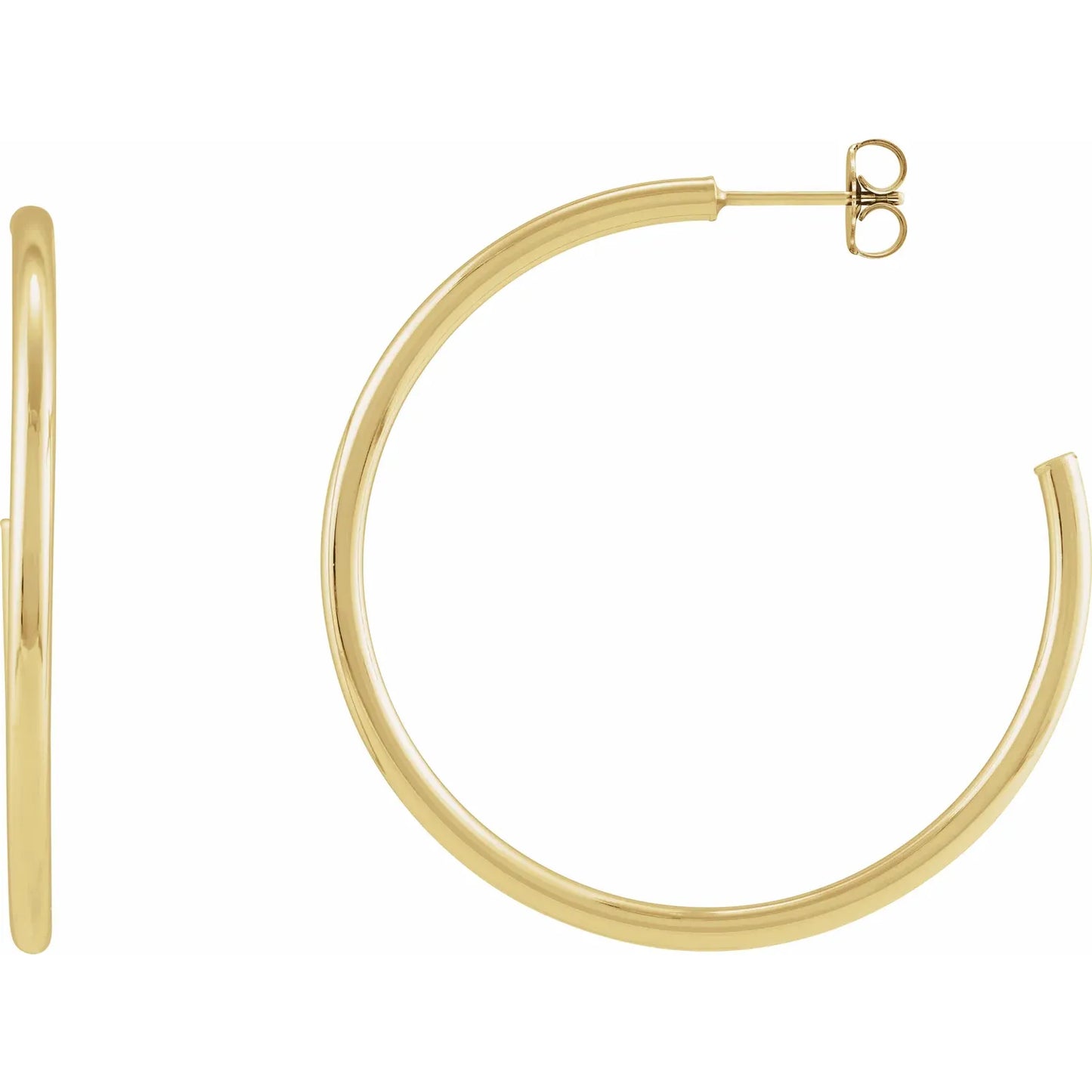 14K Yellow Tube 45 mm Hoop Earrings