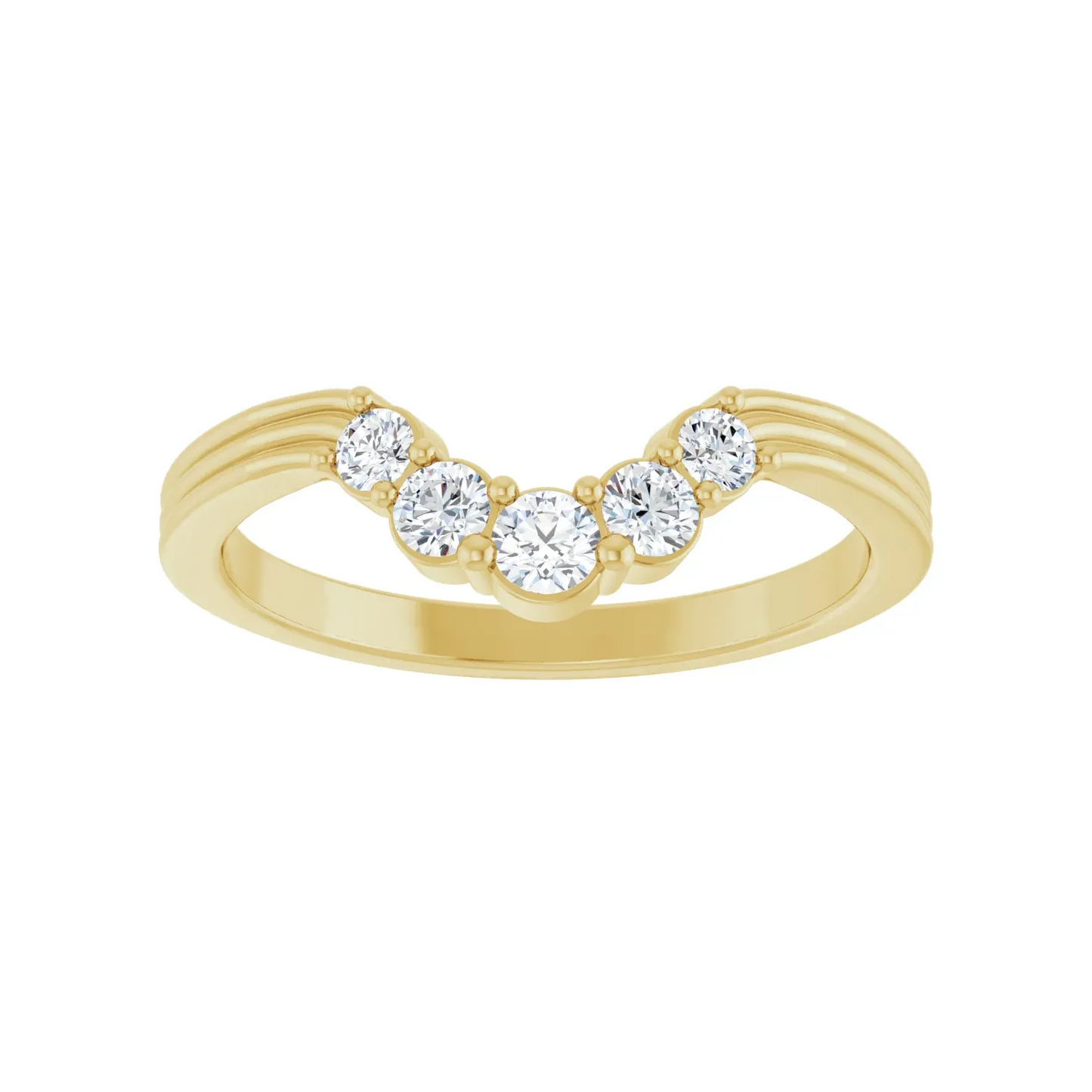 14K 1/4 Natural Diamond Contour Band