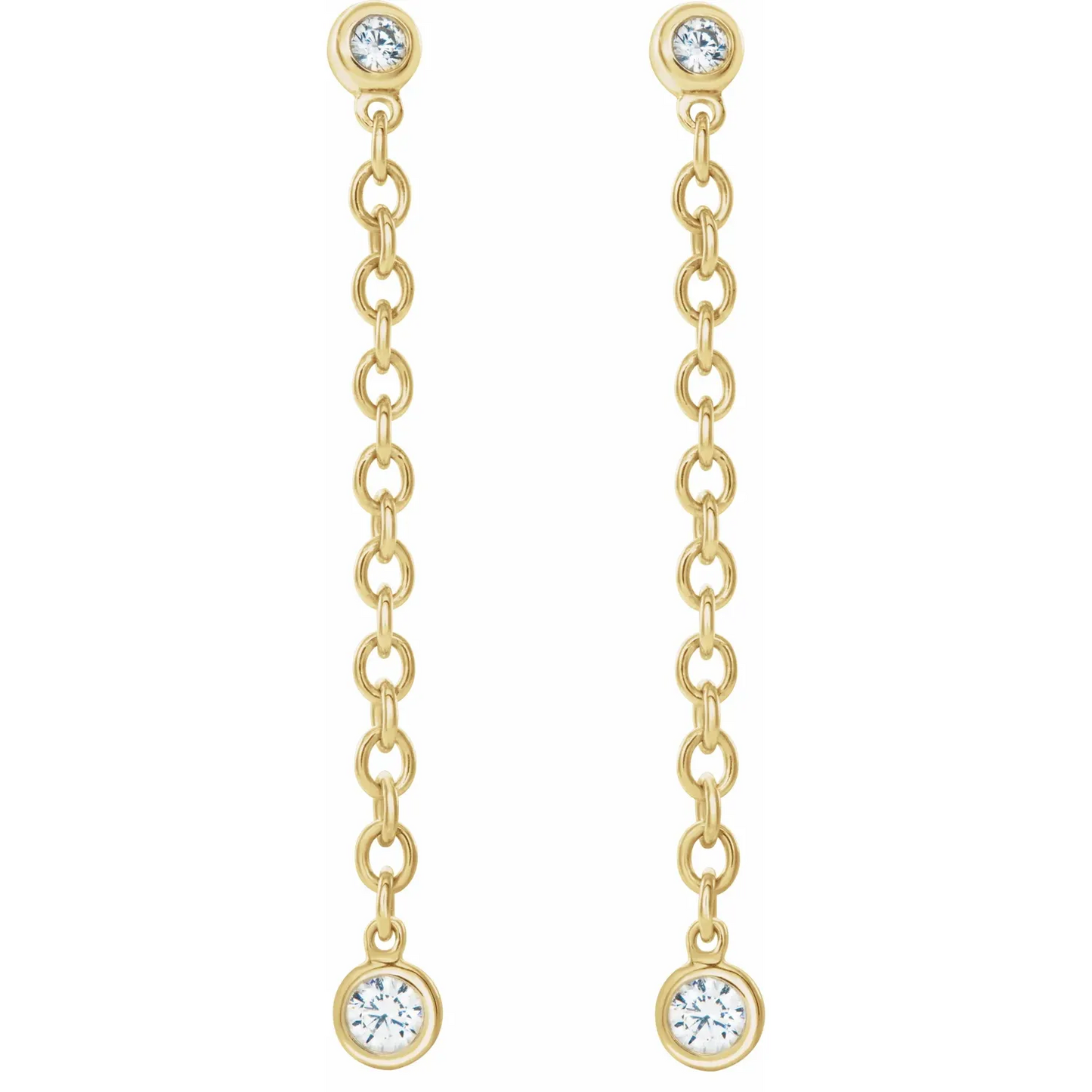 14K Yellow 1/5 CTW Natural Diamond Hinged Hoop Chain Earrings
