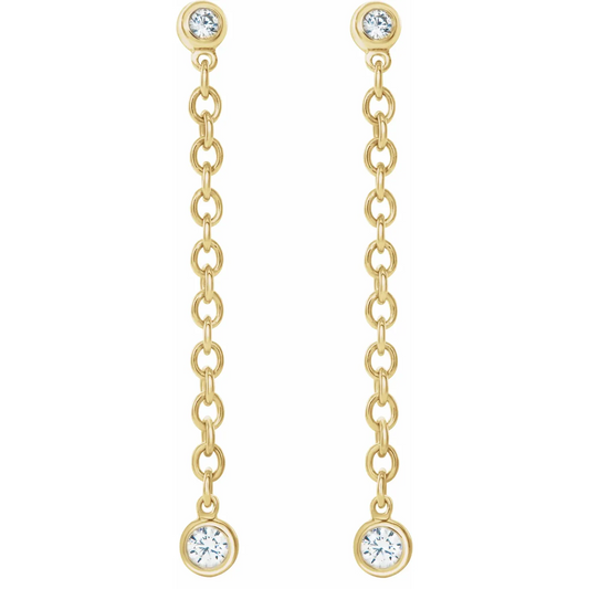 14K Yellow  1/5 CTW Natural Diamond Hinged Hoop Chain Earrings