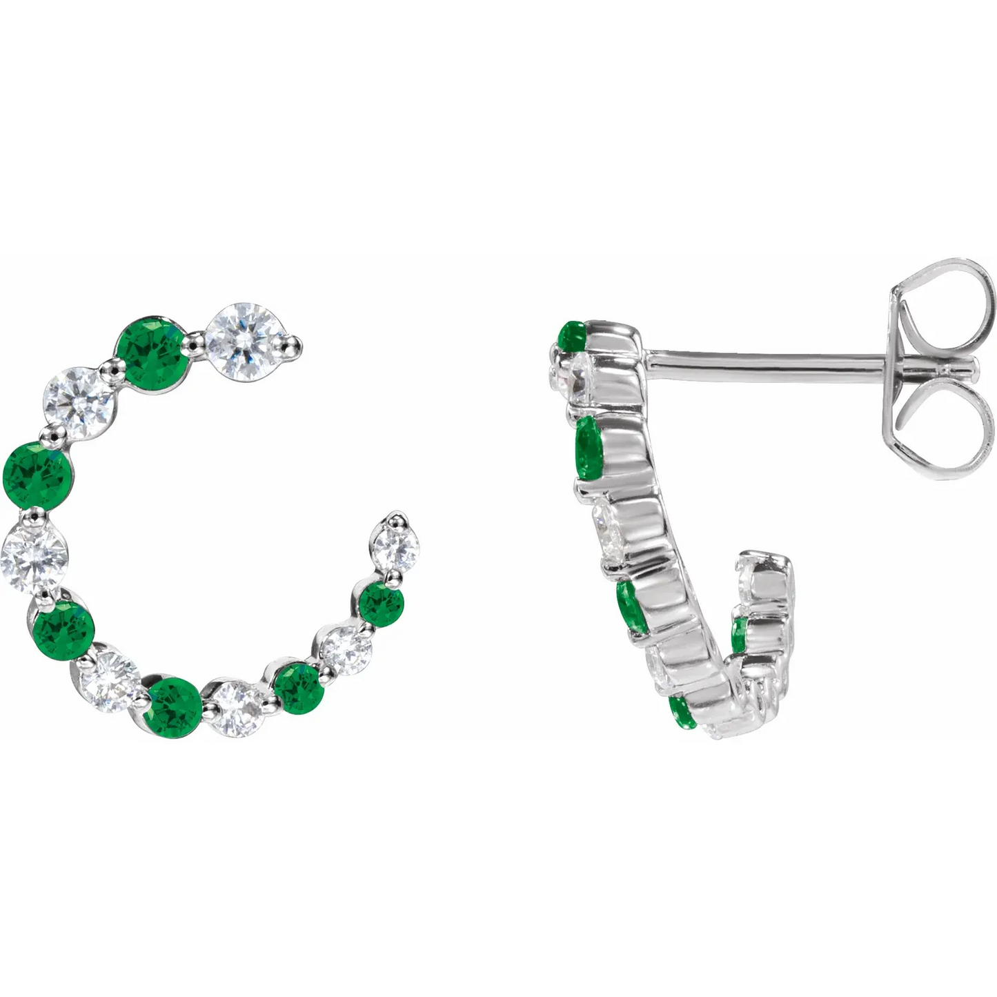 14K White & 1/3 CTW Natural Diamond Hoop Earrings