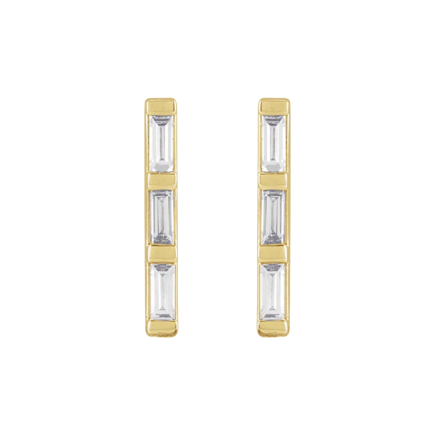 14K Yellow 1/8 CTW Natural Diamond Bar Earrings