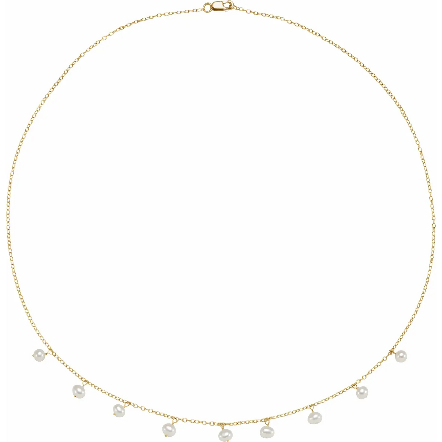 14K Yellow Cultured White Freshwater Pearl 18" Necklace