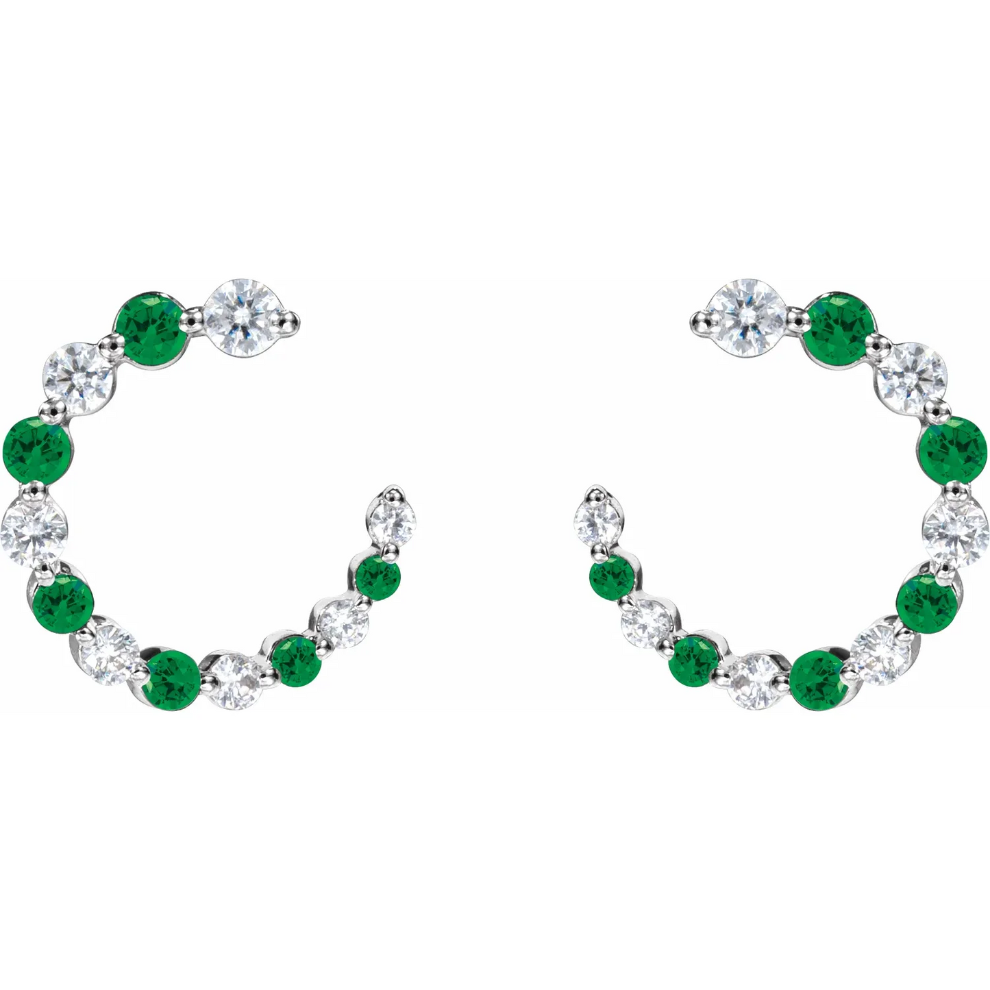 14K White & 1/3 CTW Natural Diamond Hoop Earrings