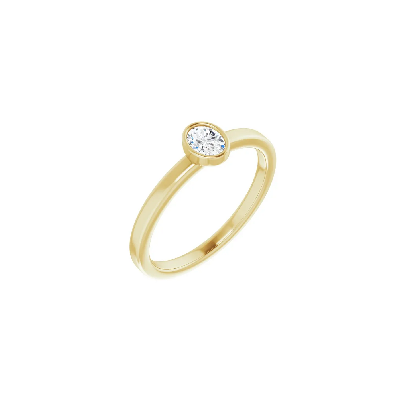 14K 1/5 CT Natural Diamond Solitaire Bezel-Set Ring