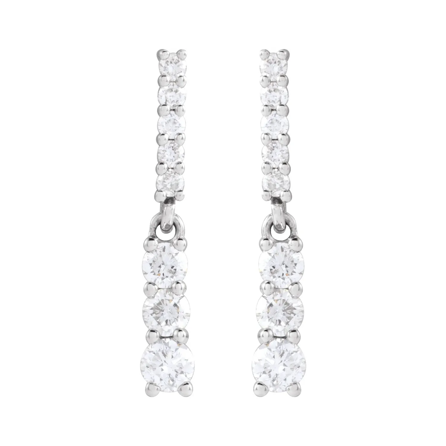 14K White 1/4 CTW Natural Diamond Dangle Earrings