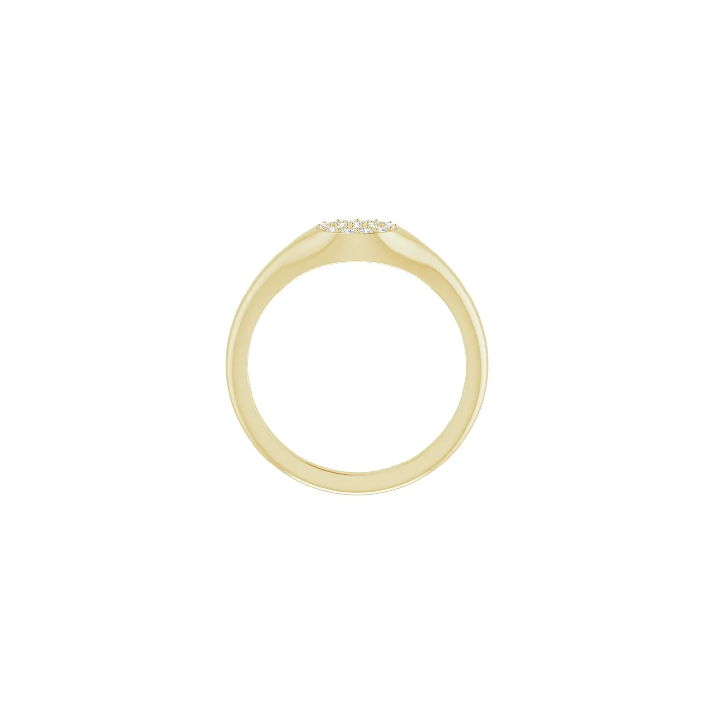 14K Yellow 1/8 CTW Natural Diamond Pave Signet Ring