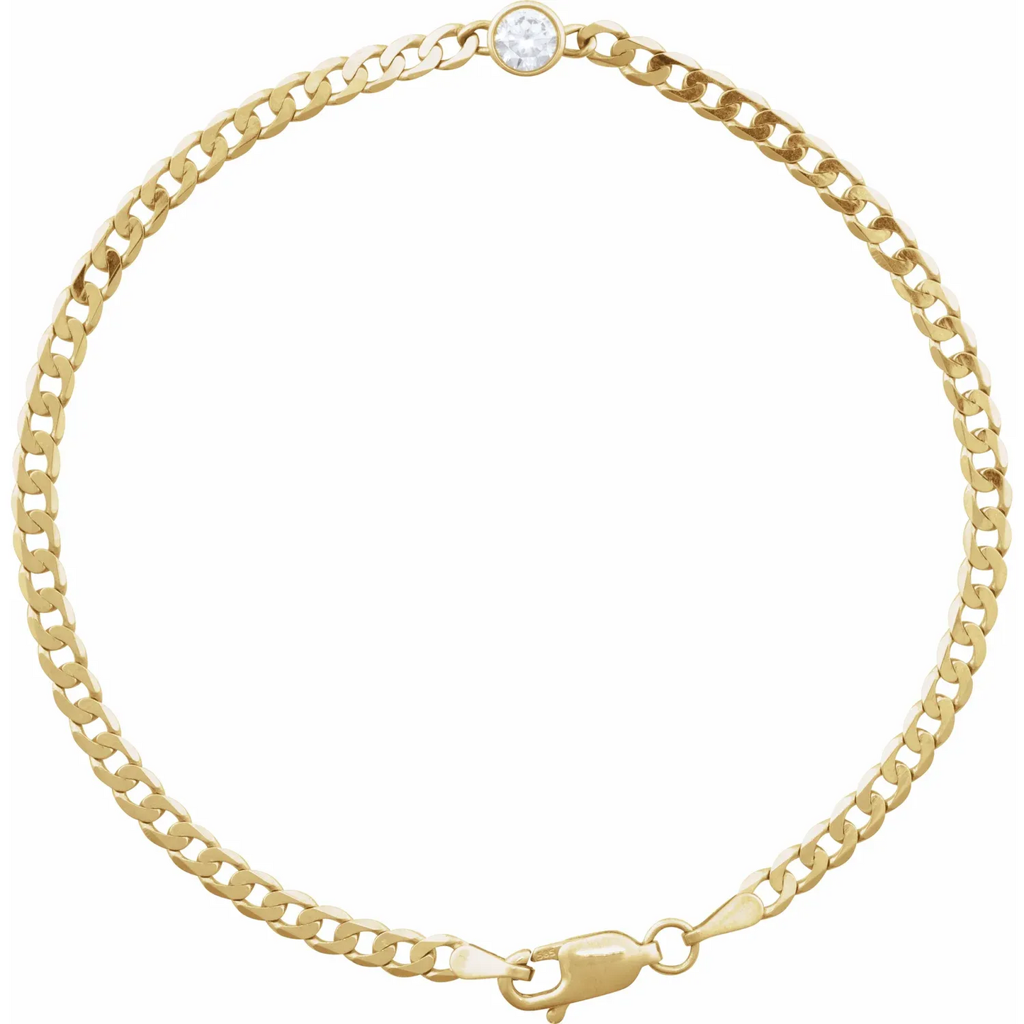 14K Yellow .07 CT Natural Link 7" Bracelet