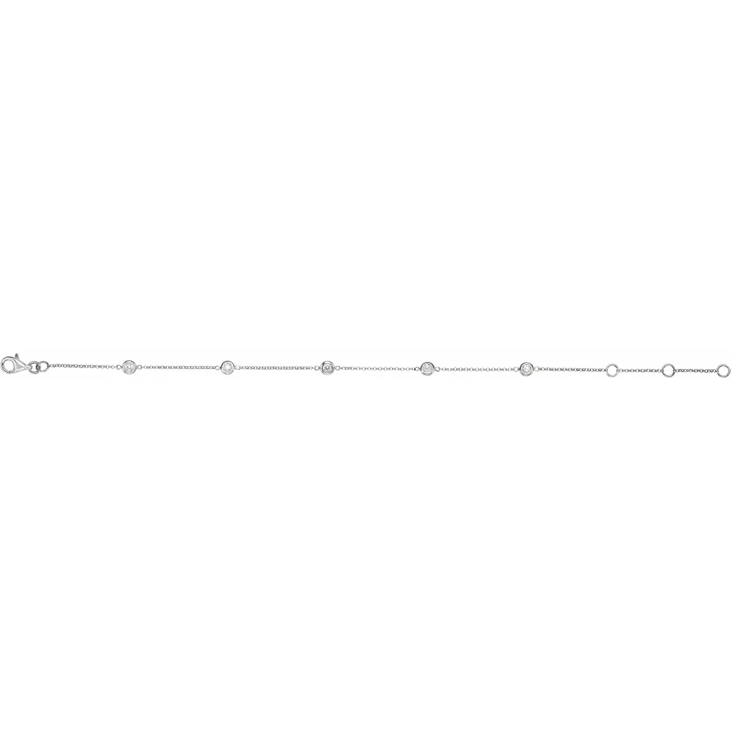 14K White 1/4 CTW Natural Diamond Bezel-Set 5-Station 5 1/2-7" Bracelet