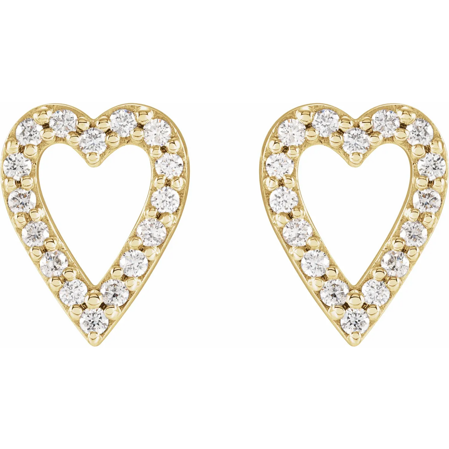 14K Yellow 1/4 CTW Natural Diamond Heart Earrings