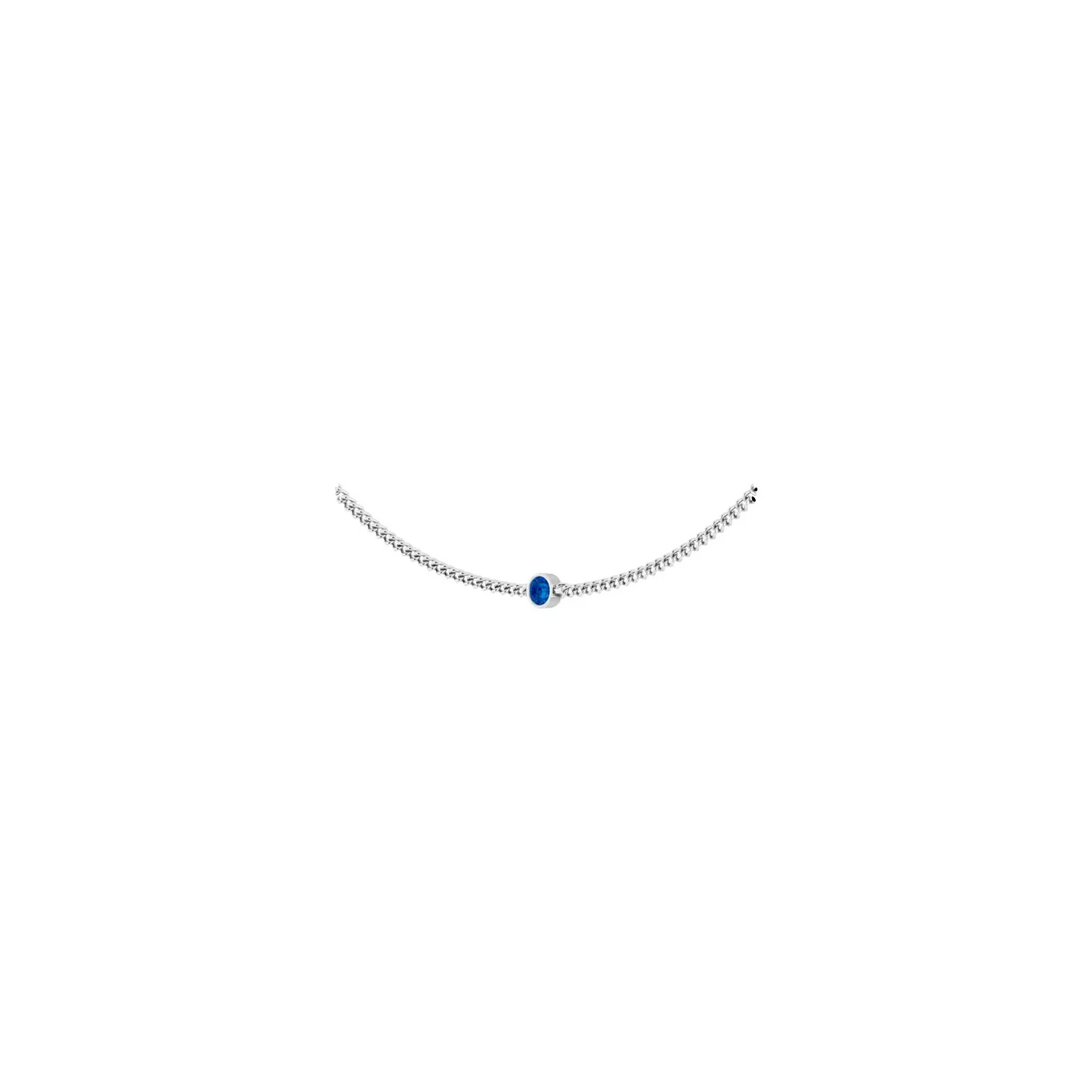 14K White Lab-Grown Blue Sapphire 16" Necklace
