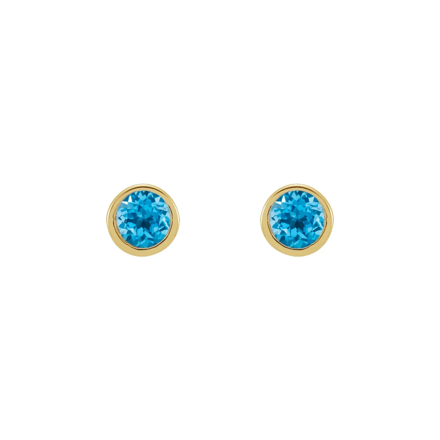 14K Yellow 2 mm Round Natural Micro Bezel-Set Earrings