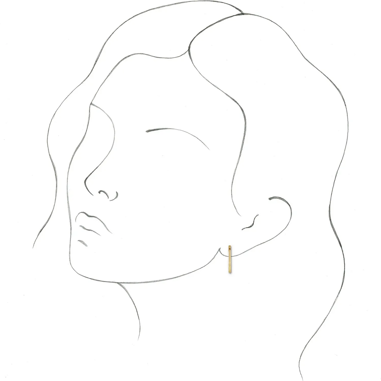 14K Yellow 20 mm Elongated Oval Huggie Hoop Earrings