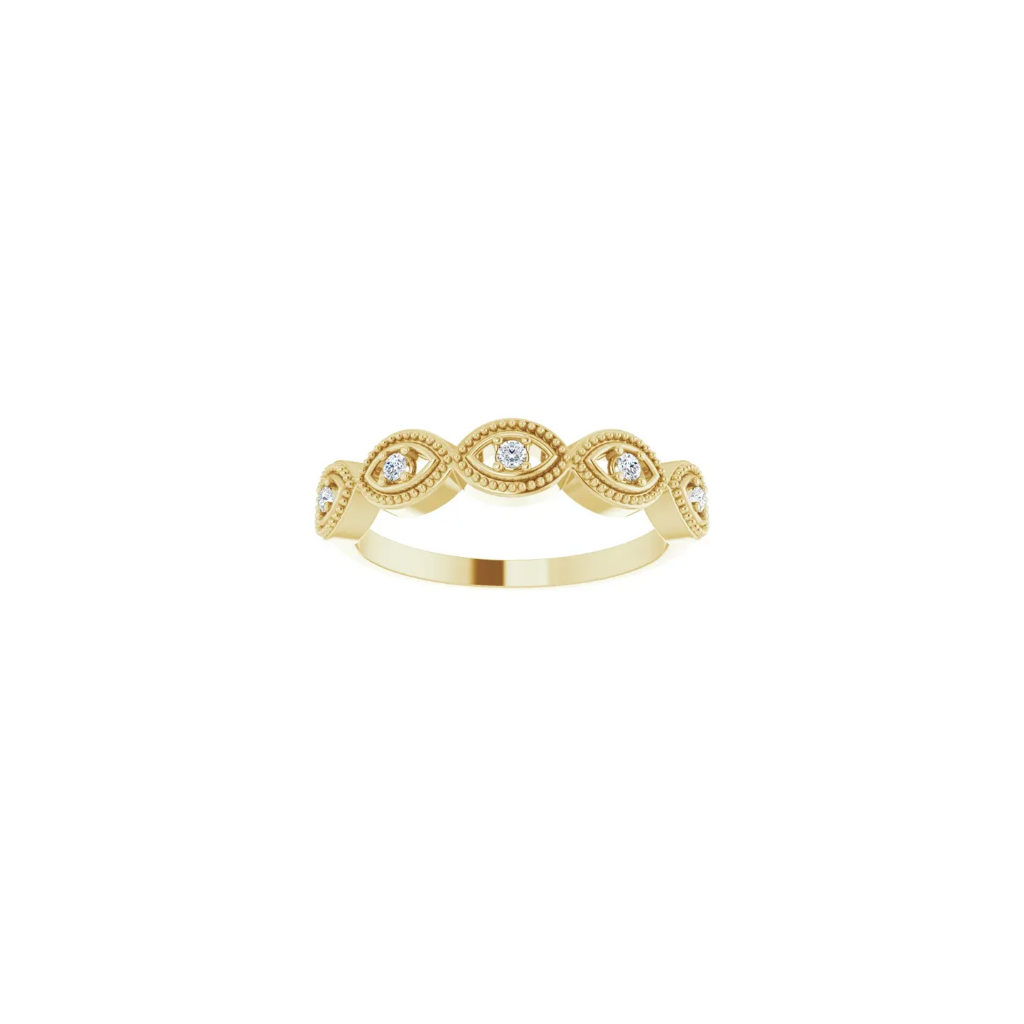 14K Yellow .07 CTW Natural Diamond Evil Eye Stackable Ring