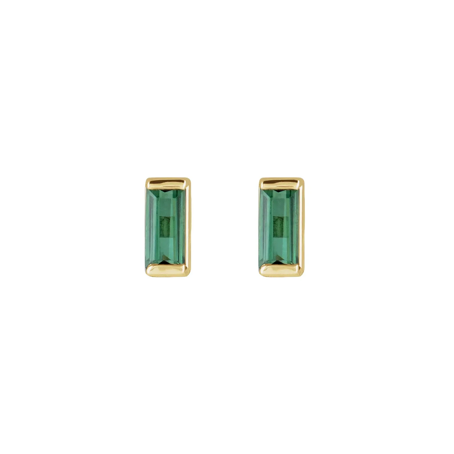 14K Yellow Natural Green Tourmaline Channel-Set Earrings