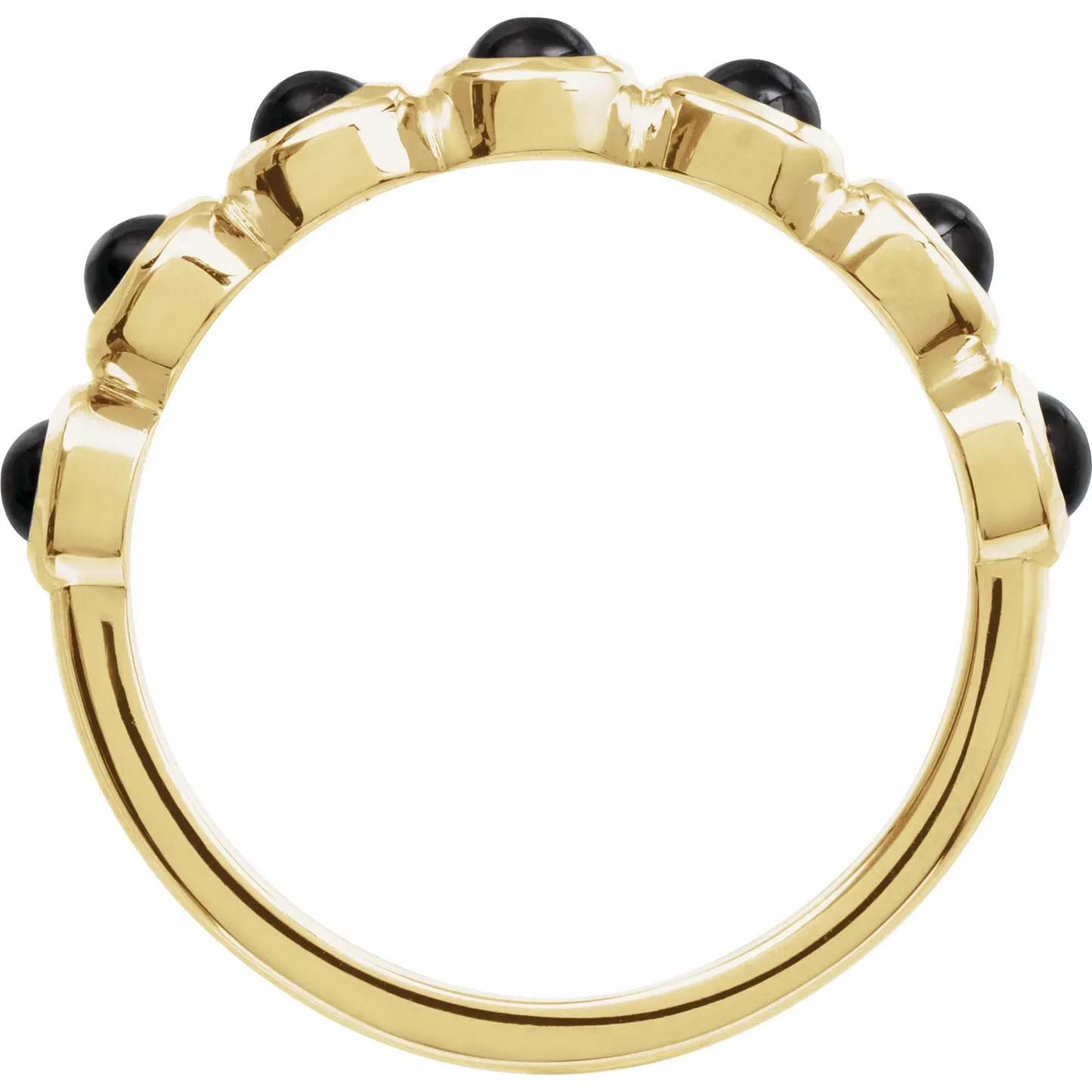 14K Yellow Cabochon Natural Onyx Stackable Ring