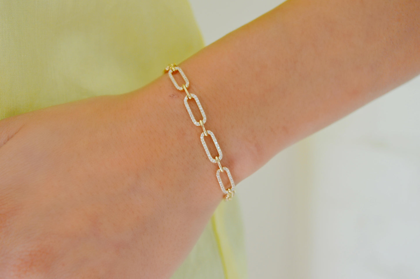 14K Yellow 9/10 CTW Natural Diamond Link 7" Bracelet