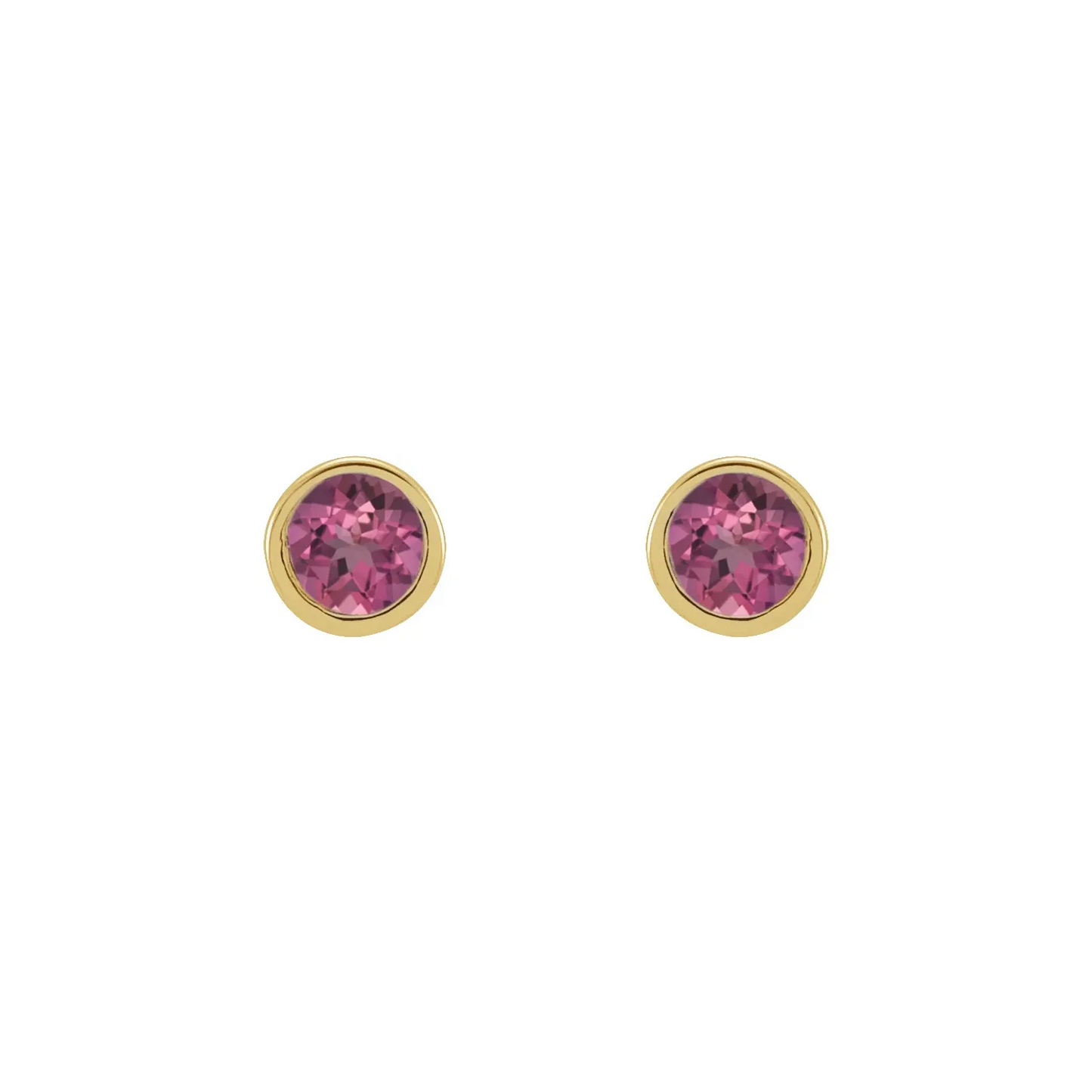 14K Yellow 2 mm Round Natural Micro Bezel-Set Earrings