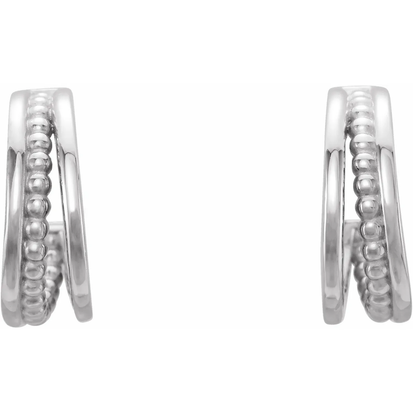 14K Beaded 11.8 mm Hoop Earrings