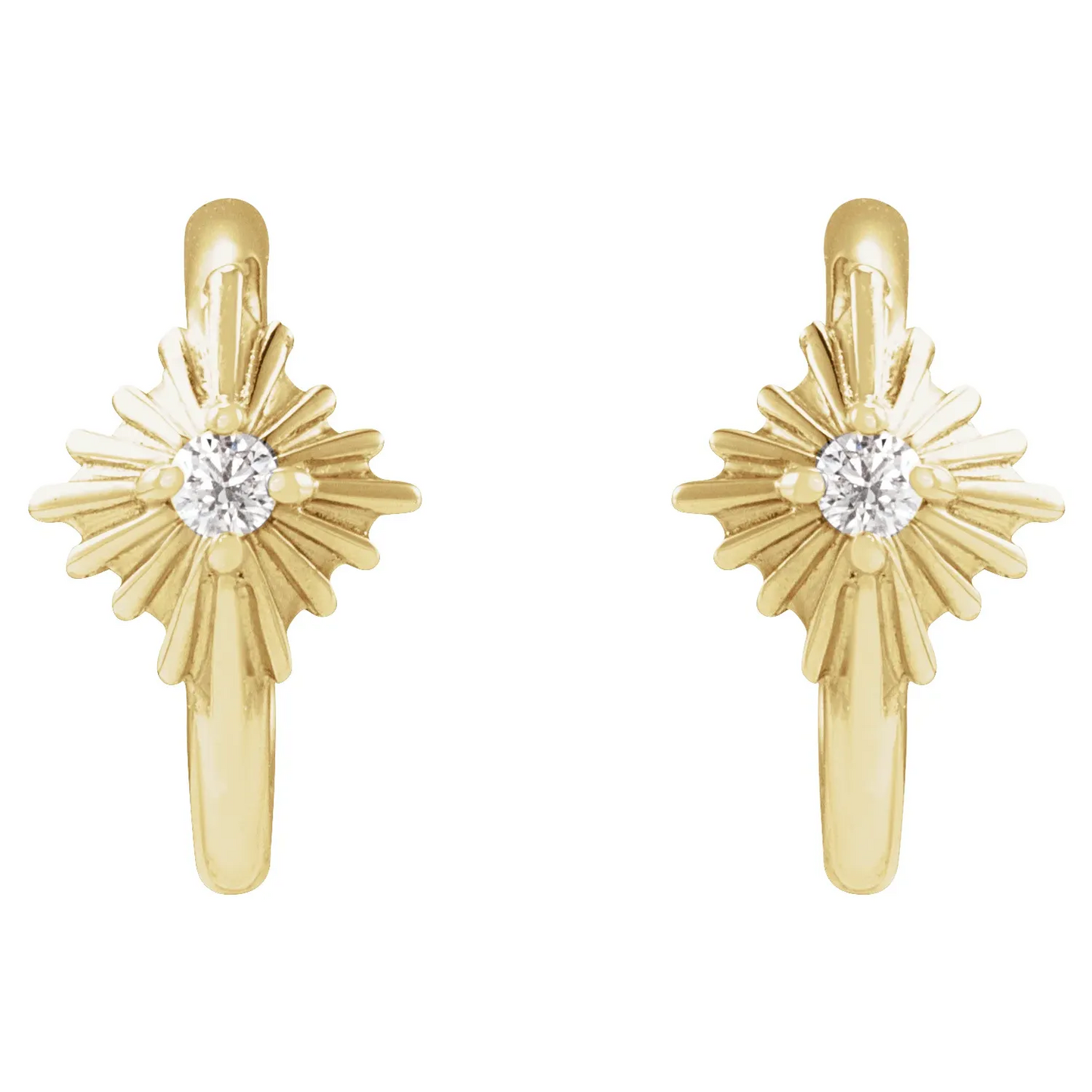 14K Yellow .03 CTW Natural Diamond 10 mm Starburst Hoop Earrings