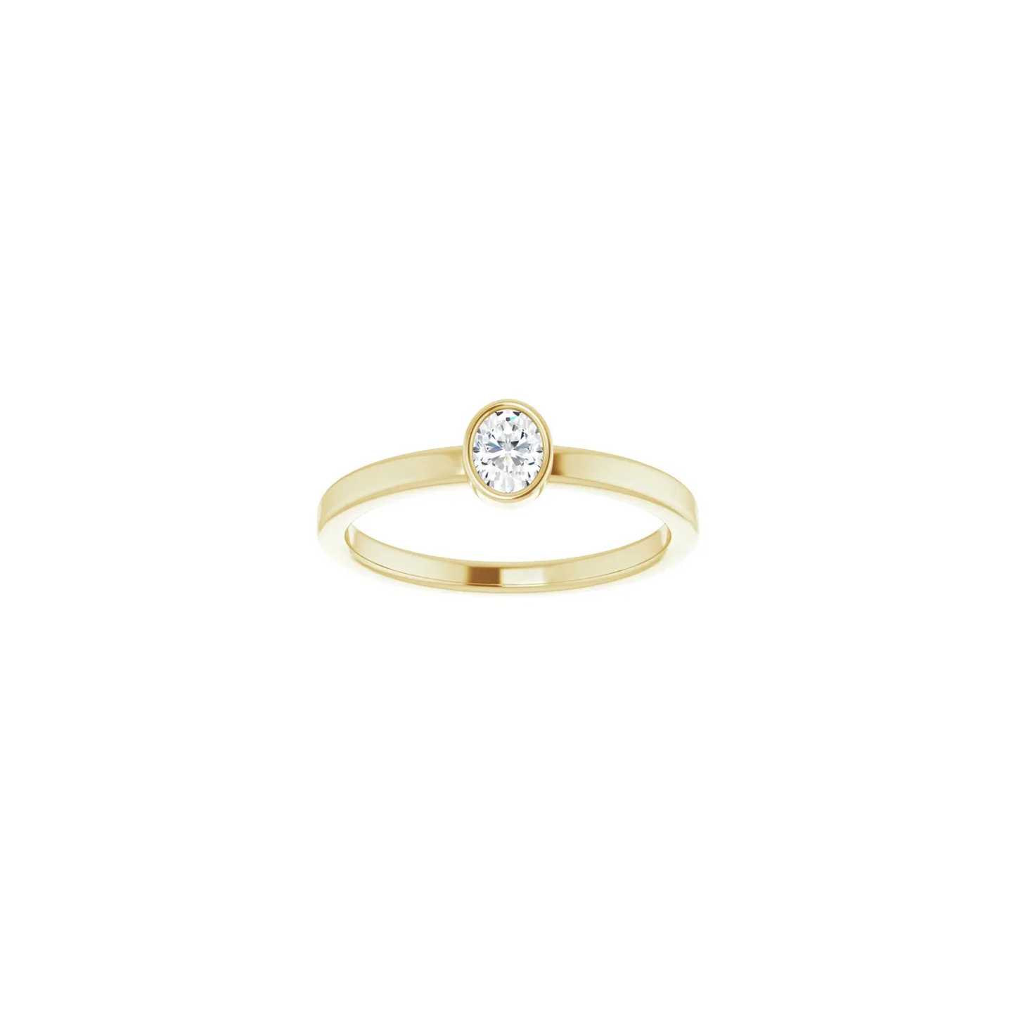 14K 1/5 CT Natural Diamond Solitaire Bezel-Set Ring