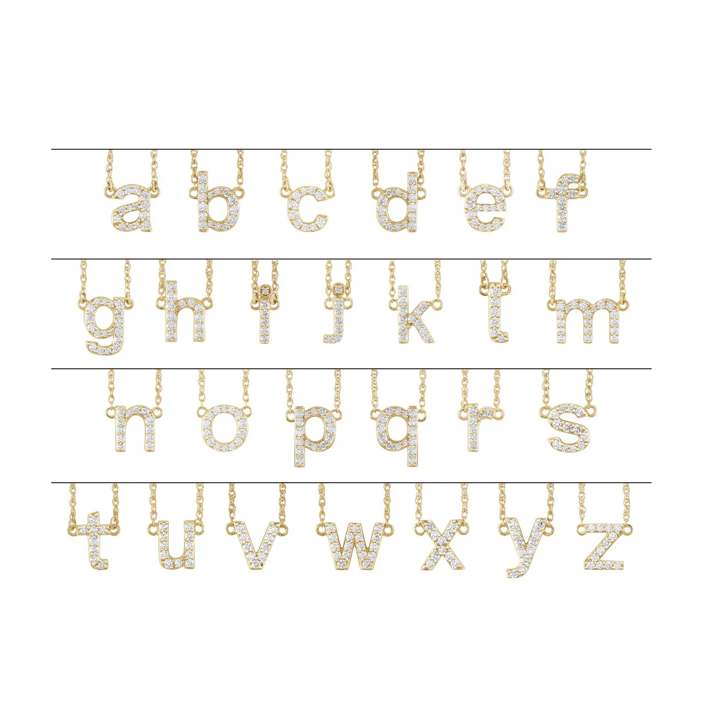 14K Yellow 1/8 CTW Natural Diamond Lowercase Initial 16" Necklace