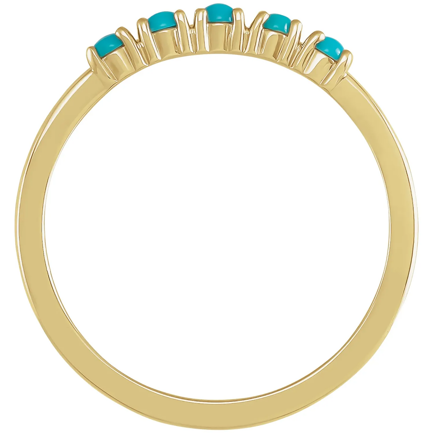 14K Yellow Natural Turquoise Cabochon Stackable Ring