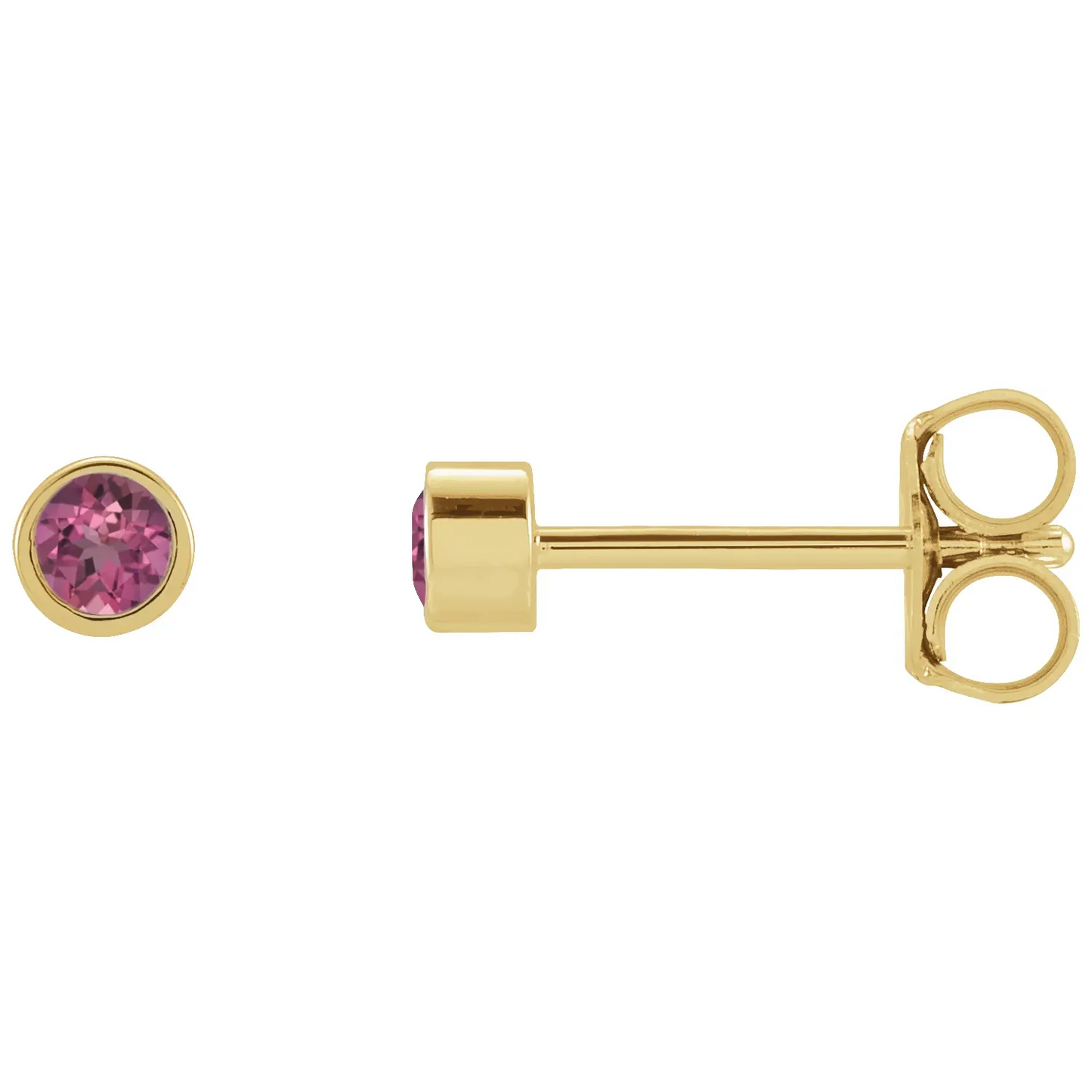 14K Yellow 2 mm Round Natural Micro Bezel-Set Earrings