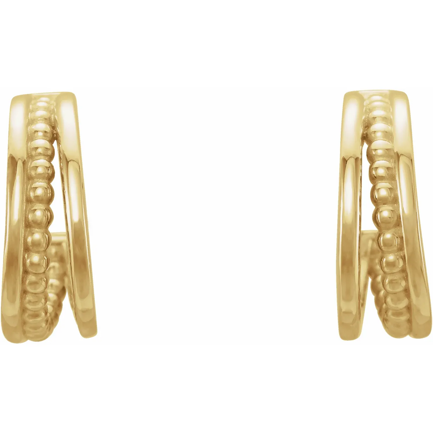 14K Beaded 11.8 mm Hoop Earrings