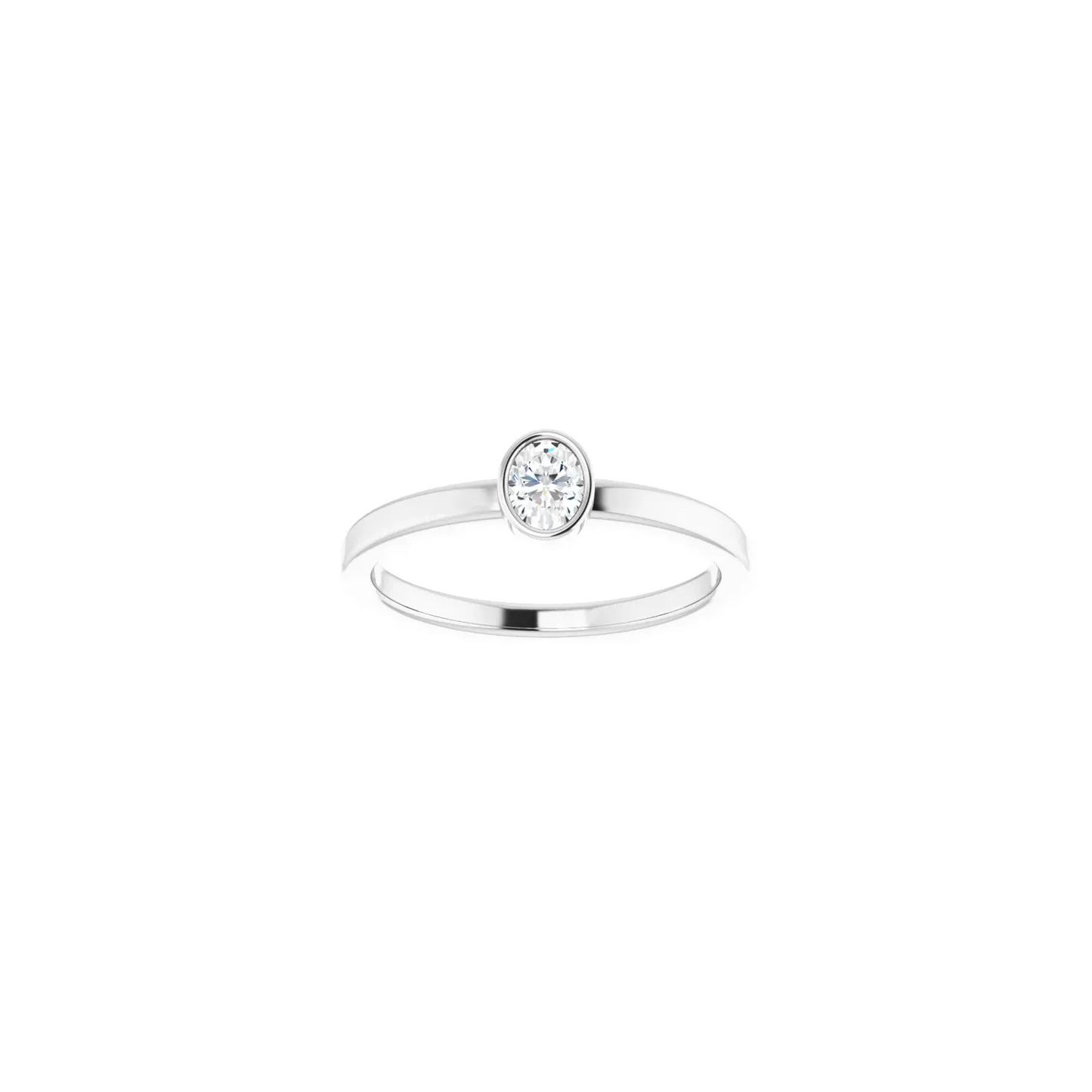 14K 1/5 CT Natural Diamond Solitaire Bezel-Set Ring