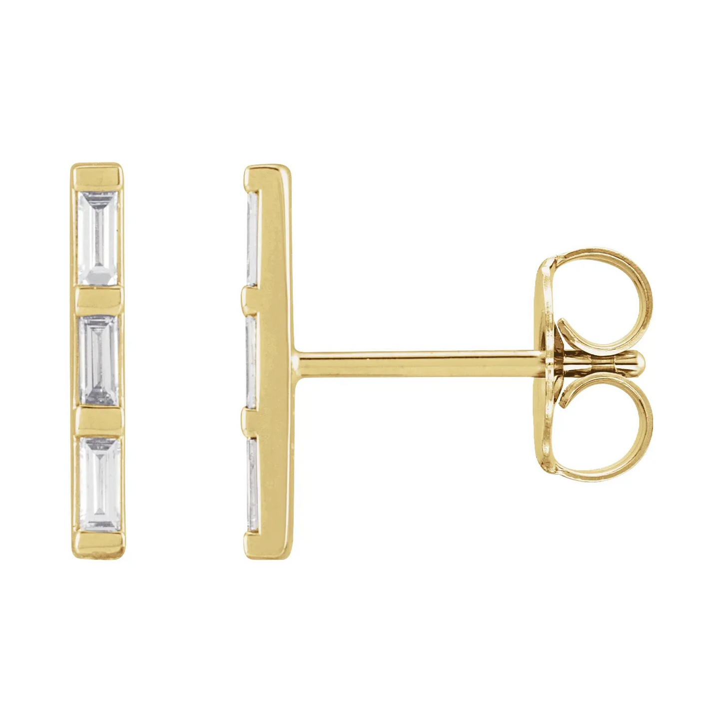 14K Yellow 1/8 CTW Natural Diamond Bar Earrings