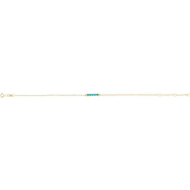14K Yellow Natural Turquoise Bar 6 1/2-7 1/2" Bracelet
