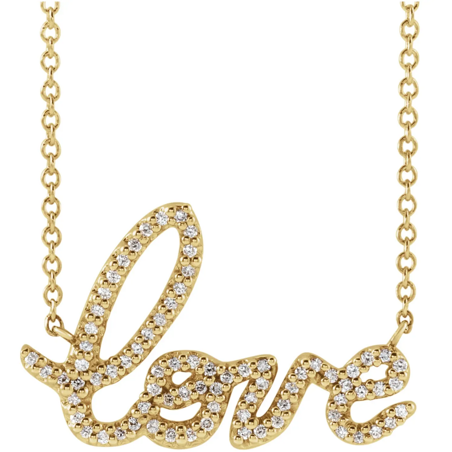 14K Yellow 1/6 CTW Natural Diamond Love 18" Necklace