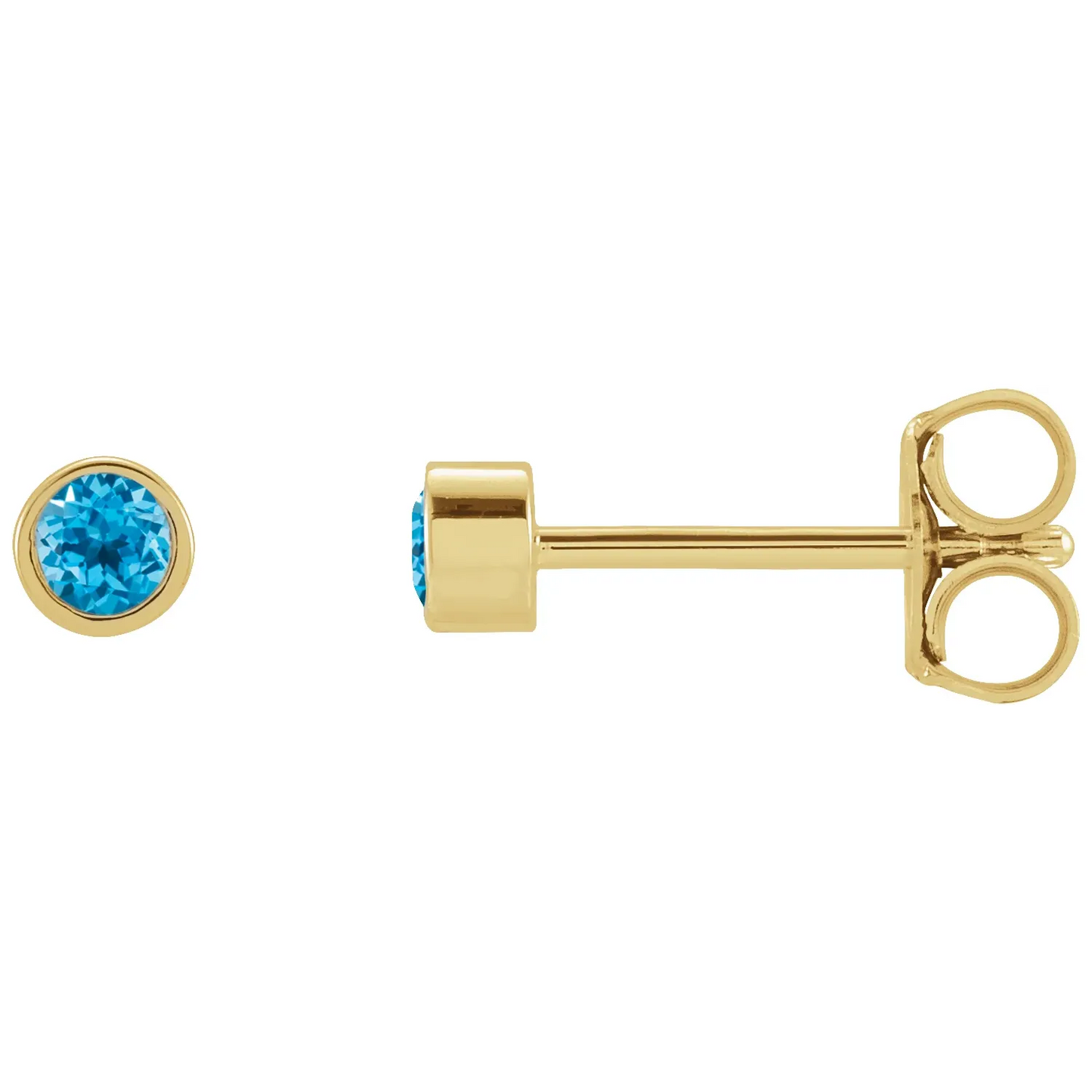 14K Yellow 2 mm Round Natural Micro Bezel-Set Earrings