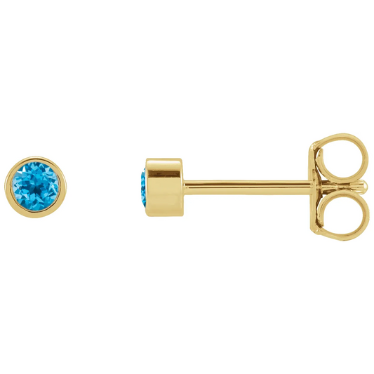 14K Yellow 2 mm Round Natural Micro Bezel-Set Earrings