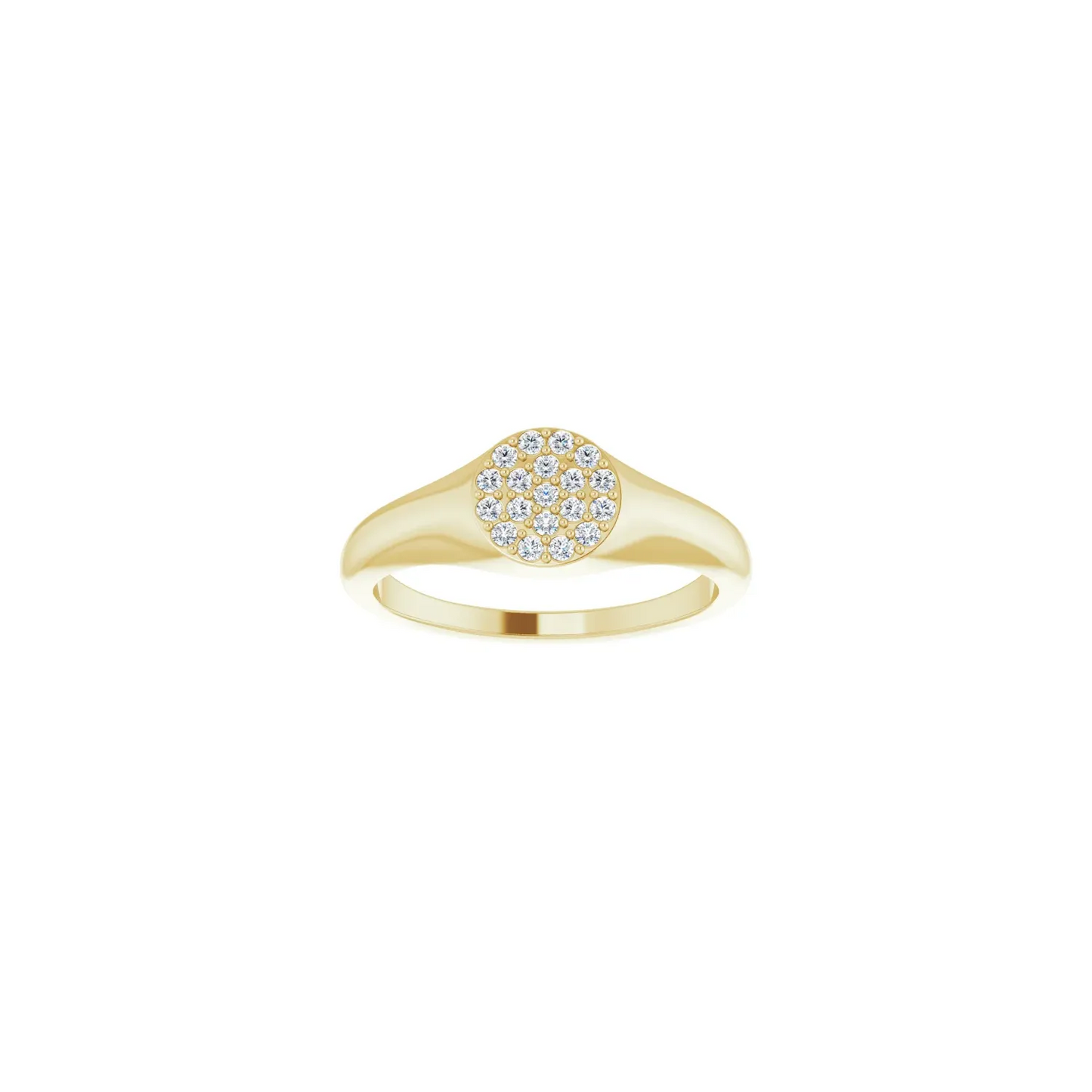 14K Yellow 1/8 CTW Natural Diamond Pave Signet Ring