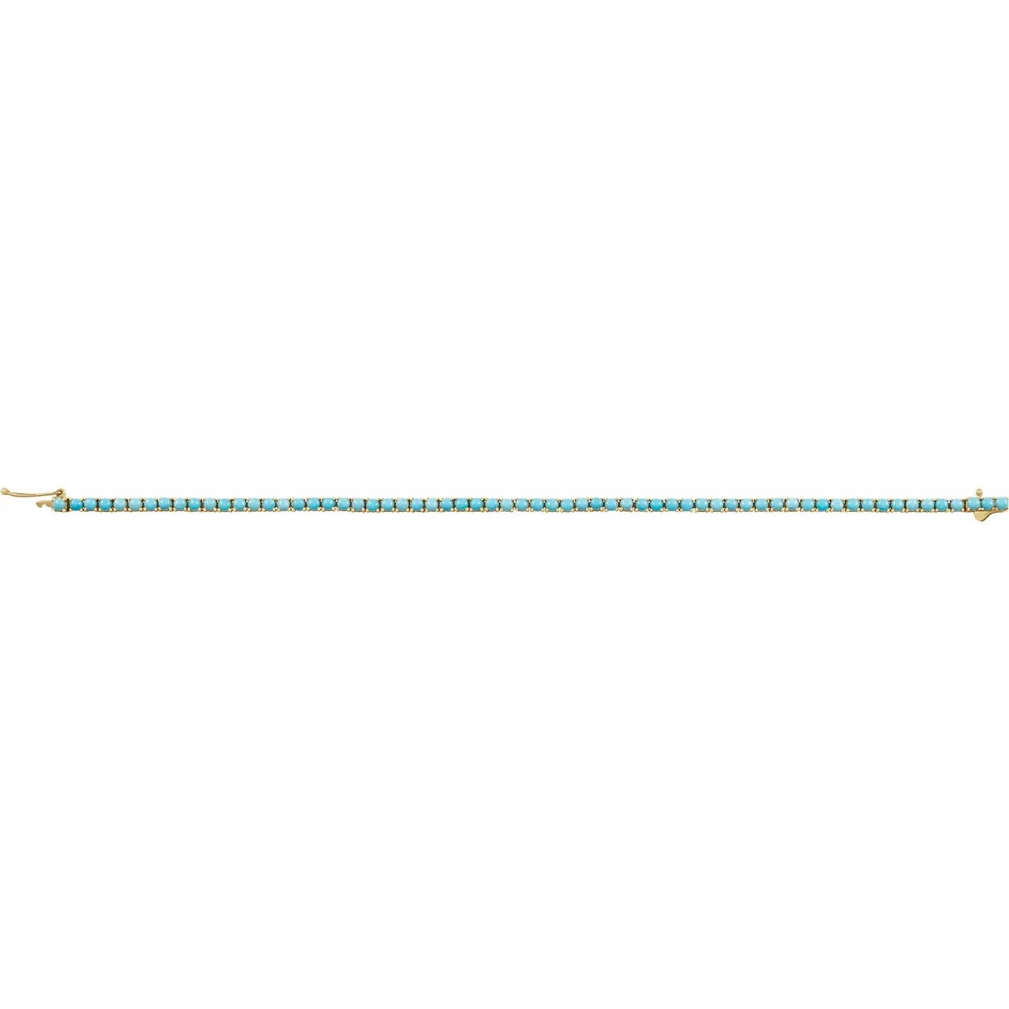 14K Yellow Natural Turquoise Line 7 1/4" Bracelet