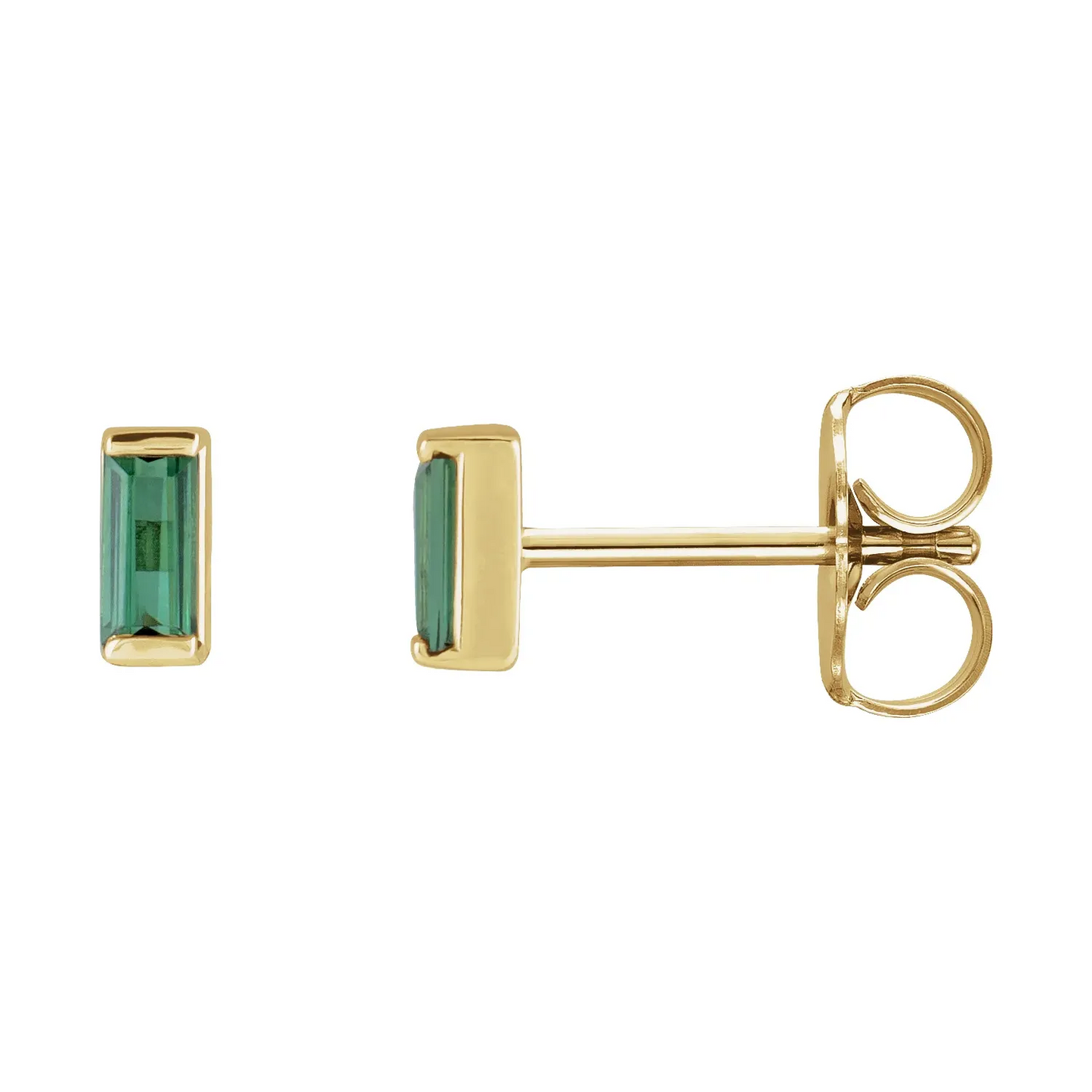 14K Yellow Natural Green Tourmaline Channel-Set Earrings