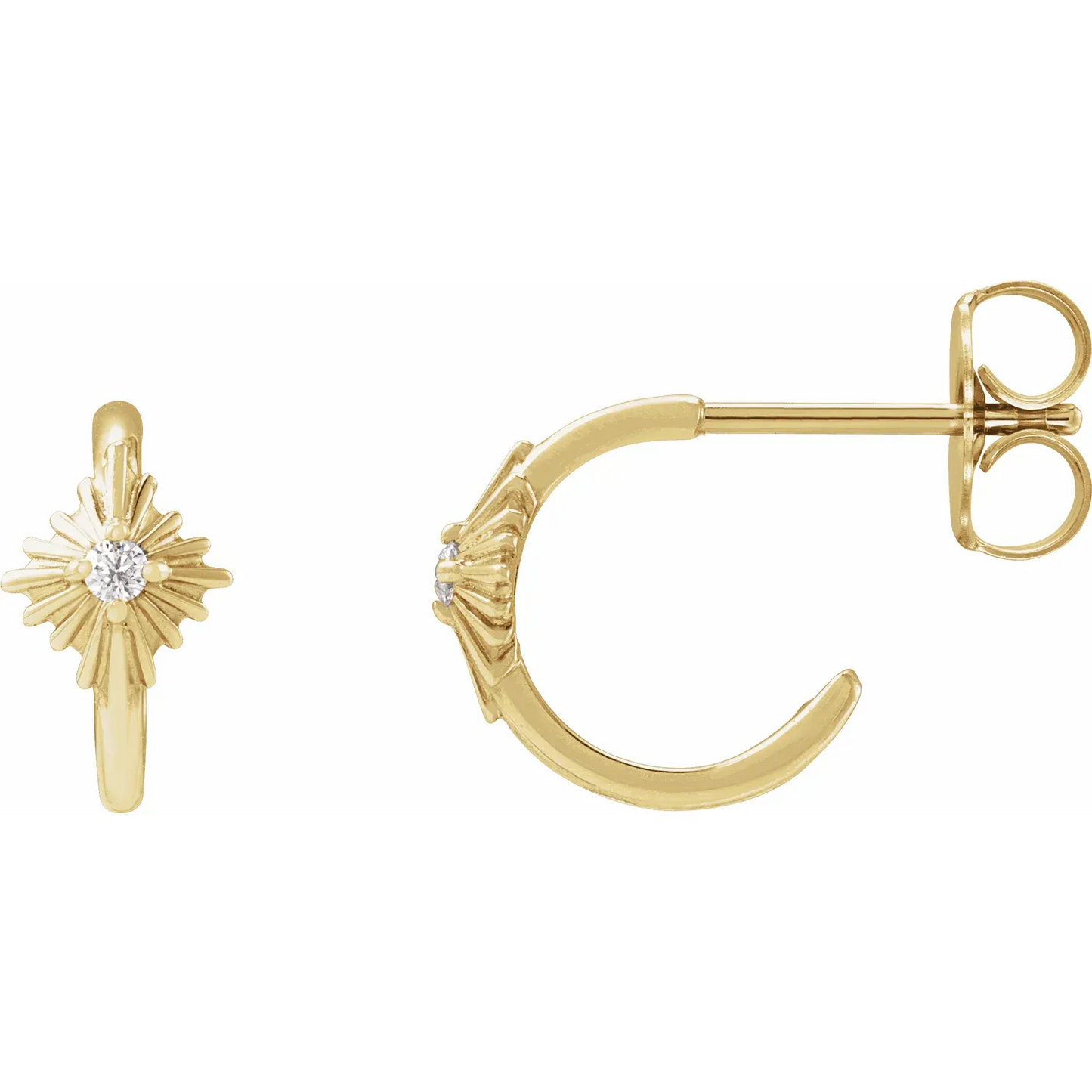 14K Yellow .03 CTW Natural Diamond 10 mm Starburst Hoop Earrings