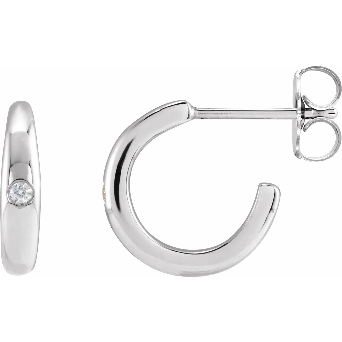 14K .03 CTW Natural Diamond 12 mm Hoop Earrings