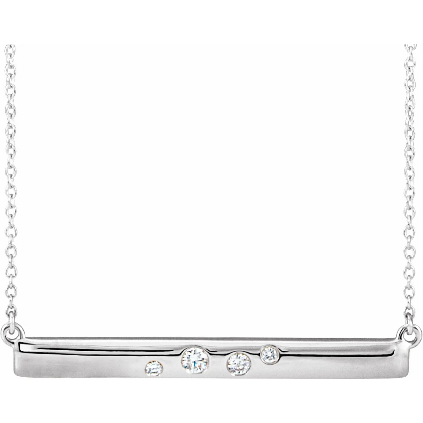 14K White 1/10 CTW Natural Diamond Bar 16-18" Necklace