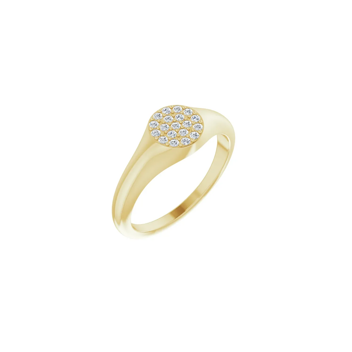 14K Yellow 1/8 CTW Natural Diamond Pave Signet Ring