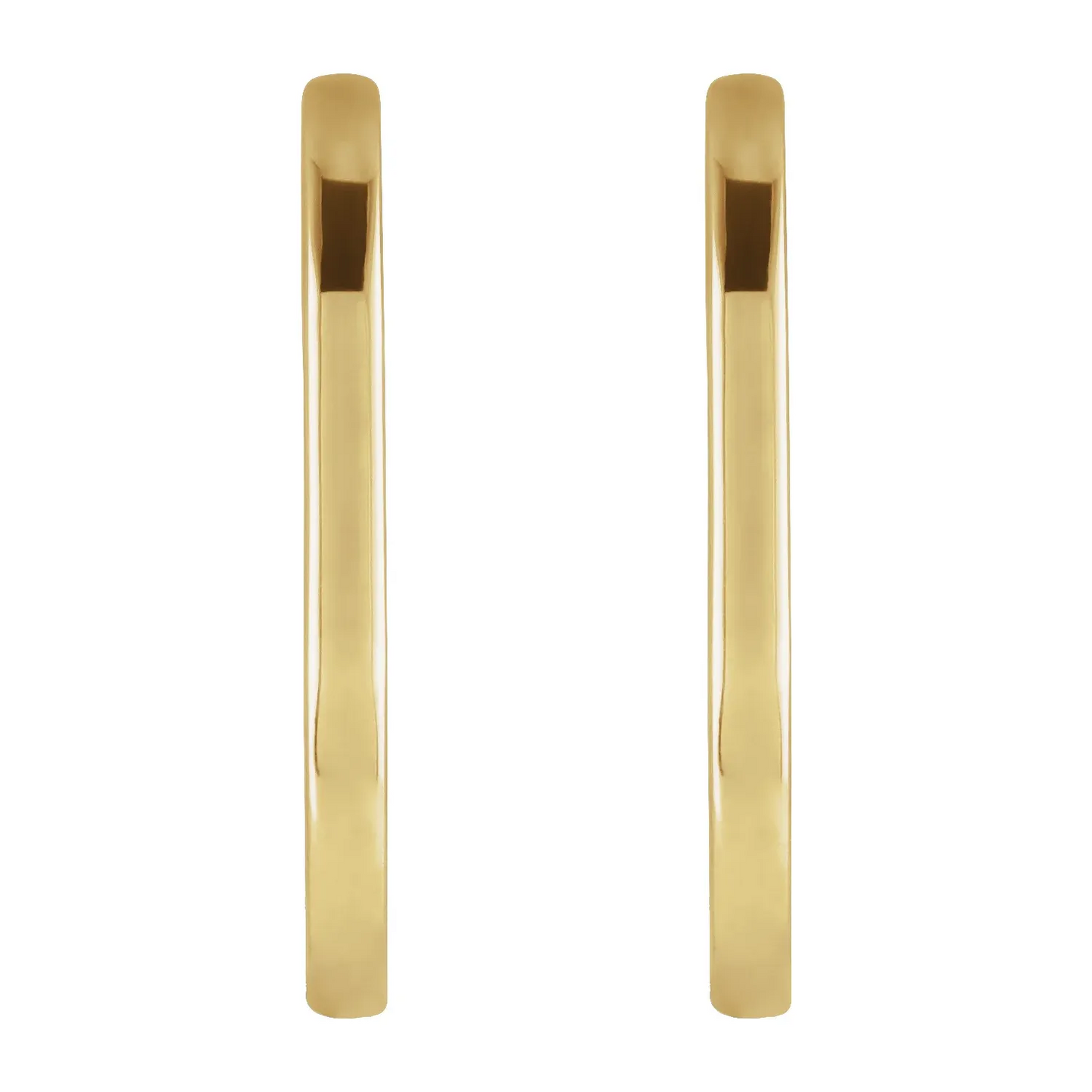 14K Yellow 20 mm Elongated Oval Huggie Hoop Earrings