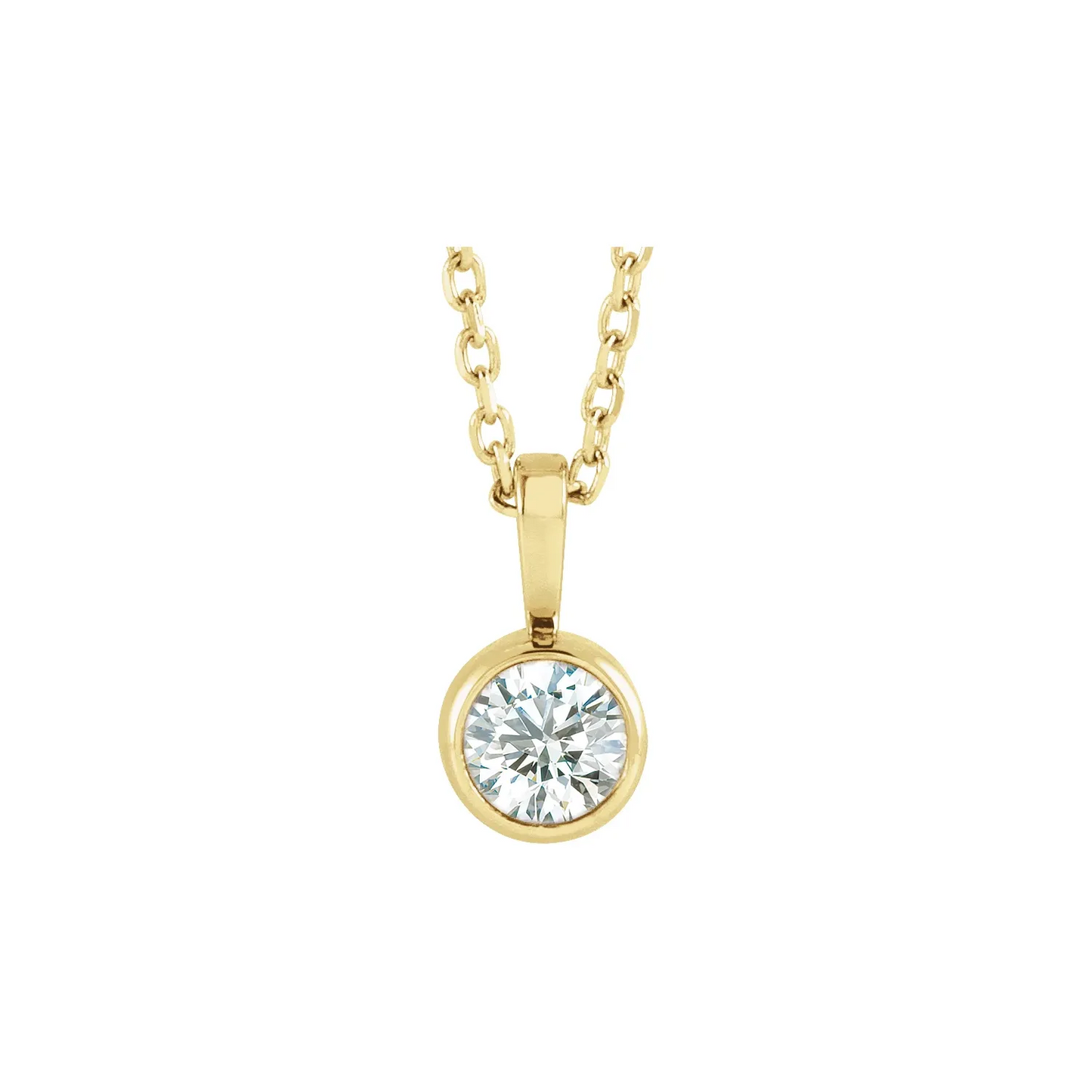14K Yellow 1/4 CT Natural Diamond Bezel-Set Solitaire 16-18" Necklace