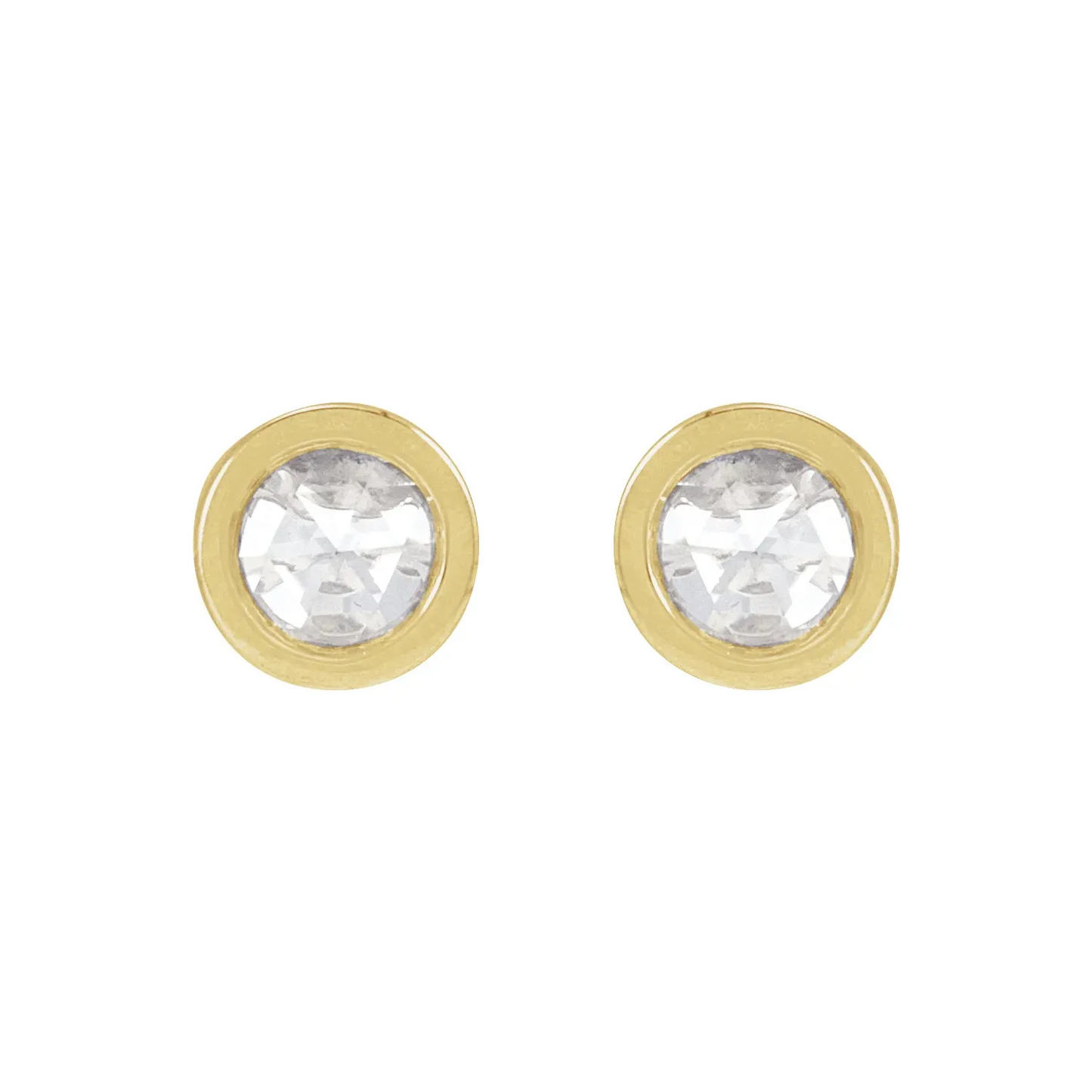 14K Yellow 1/5 CTW Rose-Cut Natural Diamond Stud Earrings