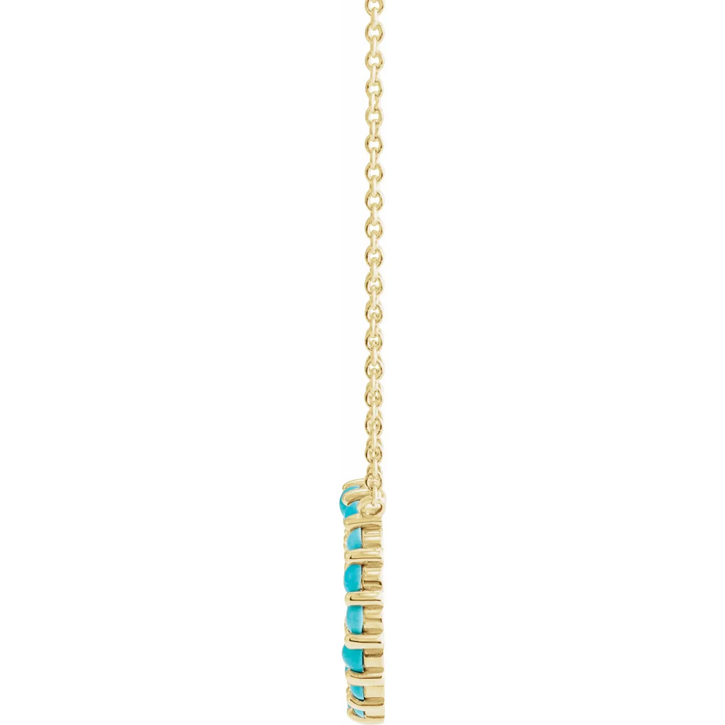 14K Yellow Natural Turquoise Circle Cabochon 18" Necklace